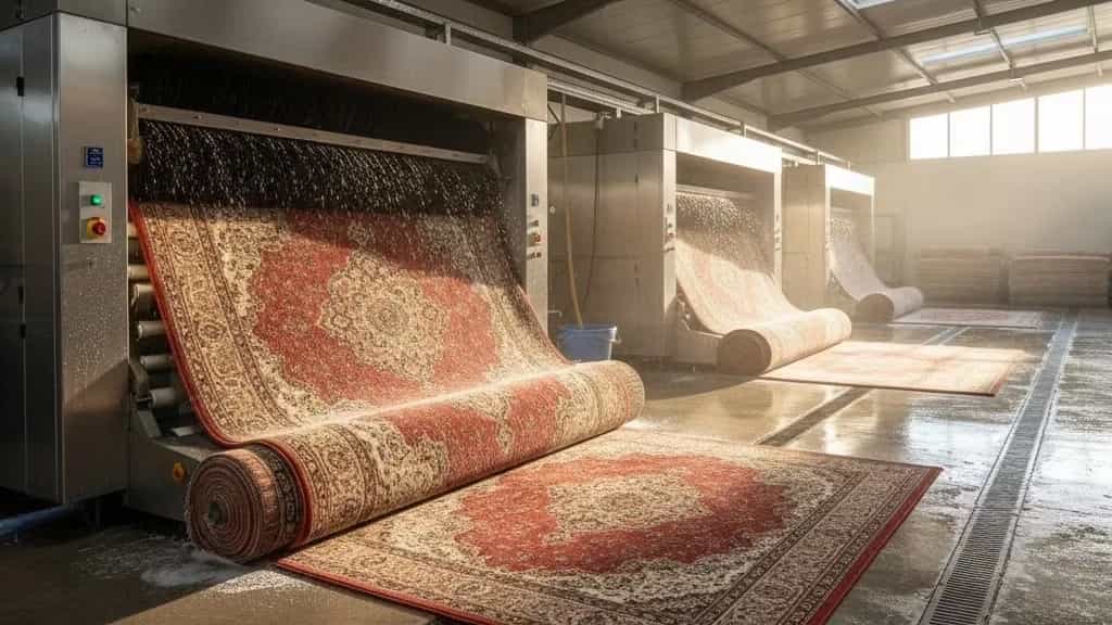 مراحل تخصصی شستشوی فرش در قالیشویی گلبهار مشهد